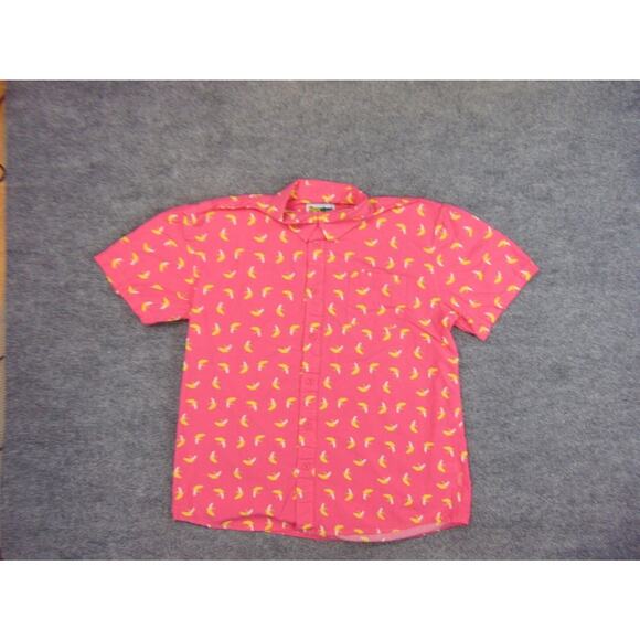 Tipsy Elves Shirt Mens XL Pink Banana Print Short Sleeve Button Up Party - Picture 2 of 8
